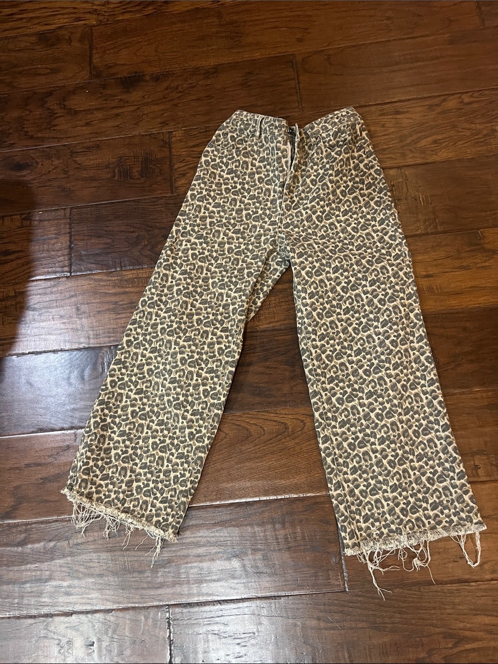 TALULAH Beige and Black Leopard Wide-Leg Jeans